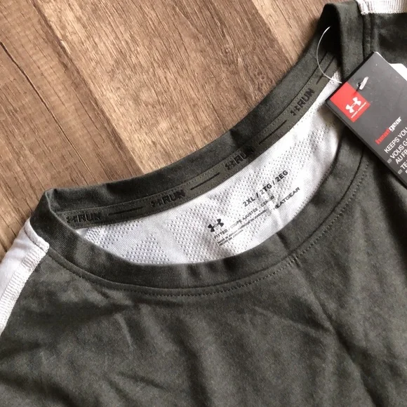 Under Armour Run Heat Gear New Tee Shirts XXL Orange and Army Green - Picture 5 of 11
